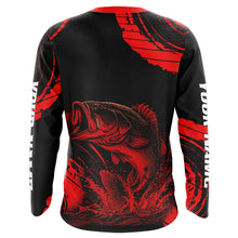 Load image into Gallery viewer, Personalized Bass Fishing Jerseys, Bass Fishing Long Sleeve Shirt| Red NHT382