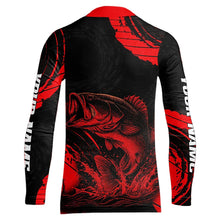 Load image into Gallery viewer, Personalized Bass Fishing Jerseys, Bass Fishing Long Sleeve Shirt| Red NHT382