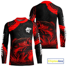 Load image into Gallery viewer, Personalized Bass Fishing Jerseys, Bass Fishing Long Sleeve Shirt| Red NHT382