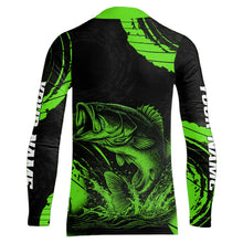 Load image into Gallery viewer, Personalized Bass Fishing Jerseys, Bass Fishing Scale Long Sleeve Shirt| Green NHT386