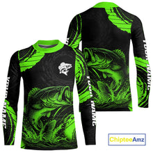 Load image into Gallery viewer, Personalized Bass Fishing Jerseys, Bass Fishing Scale Long Sleeve Shirt| Green NHT386