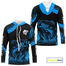 Load image into Gallery viewer, Personalized Bass Fishing Jerseys, Bass Fishing Scale Long Sleeve Shirt| Blue NHT387
