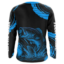 Load image into Gallery viewer, Personalized Bass Fishing Jerseys, Bass Fishing Scale Long Sleeve Shirt| Blue NHT387