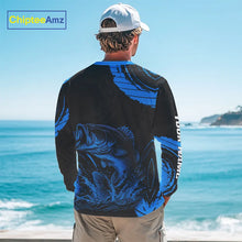 Load image into Gallery viewer, Personalized Bass Fishing Jerseys, Bass Fishing Scale Long Sleeve Shirt| Blue NHT387