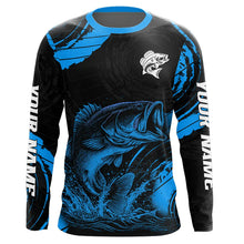 Load image into Gallery viewer, Personalized Bass Fishing Jerseys, Bass Fishing Scale Long Sleeve Shirt| Blue NHT387