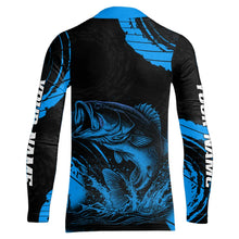 Load image into Gallery viewer, Personalized Bass Fishing Jerseys, Bass Fishing Scale Long Sleeve Shirt| Blue NHT387