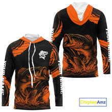 Load image into Gallery viewer, Personalized Bass Fishing Jerseys, Bass Fishing Scale Long Sleeve Shirt| Orange NHT388