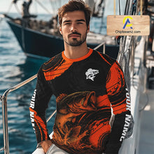 Load image into Gallery viewer, Personalized Bass Fishing Jerseys, Bass Fishing Scale Long Sleeve Shirt| Orange NHT388