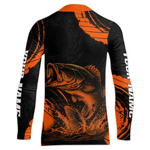 Load image into Gallery viewer, Personalized Bass Fishing Jerseys, Bass Fishing Scale Long Sleeve Shirt| Orange NHT388