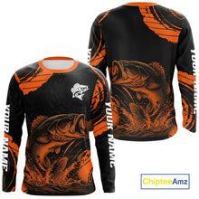 Load image into Gallery viewer, Personalized Bass Fishing Jerseys, Bass Fishing Scale Long Sleeve Shirt| Orange NHT388