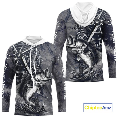 Personalized Bass Performance Fishing Shirts , Bass Compass Tournament Shirts NHT389