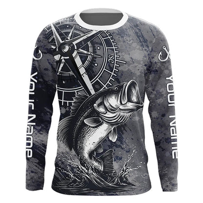 Personalized Bass Performance Fishing Shirts , Bass Compass Tournament Shirts NHT389
