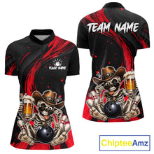 Load image into Gallery viewer, Bowling jersey with skeleton design and 'Team Name' text, featuring ChipteeAmz branding.