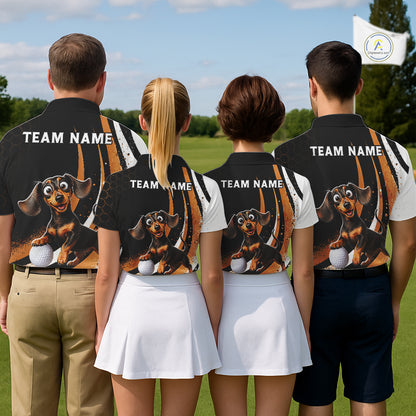Personalized Dachshund Men Golf Polo Shirt, Funny Custom Name Dog Golf Shirt NHT1308