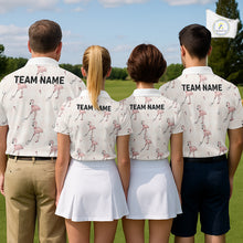 Load image into Gallery viewer, Personalized Argyle Funny Flamingo Pattern Polo Shirt - Custom Golf Team Gift NHT1009