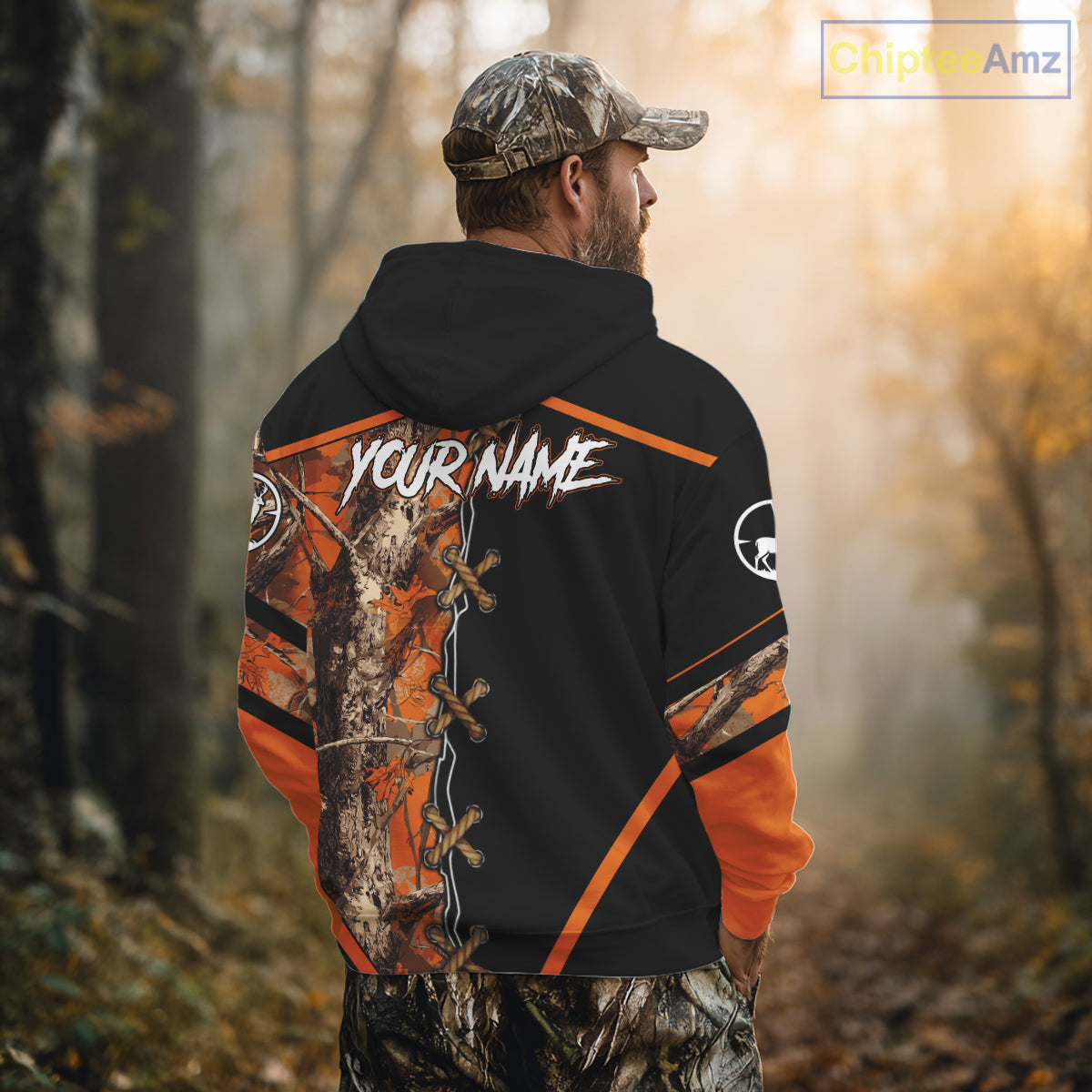 Personalized Orange Camo Black Skull Deer Hunting 3D Shirts, Perfect Gift for Hunters NHT281