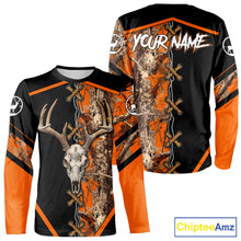 Load image into Gallery viewer, Personalized Orange Camo Black Skull Deer Hunting 3D Shirts, Perfect Gift for Hunters NHT281