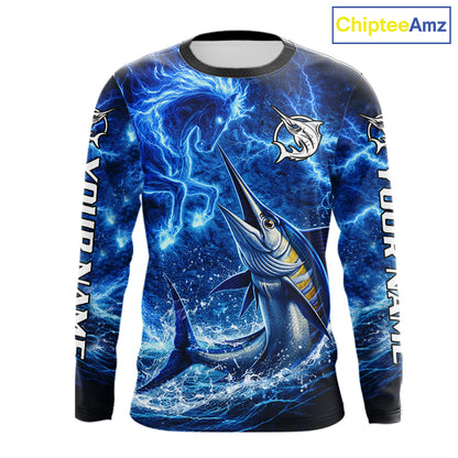 Marlin & Blue Thunder Horse Fishing Shirt Long Sleeve, Marlin Fishing Shirt For Men NHT450