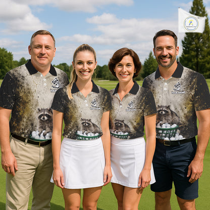 Custom Raccoon Golf Polo Shirt For Women - Personalized Funny Vintage Golf Apparel NHT1178