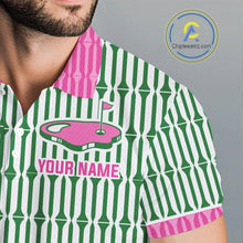Load image into Gallery viewer, Funny Pink Green Geometric Polo Golf Shirt, Retro Style Performance Golf Top For Family Team Shirt NHT692