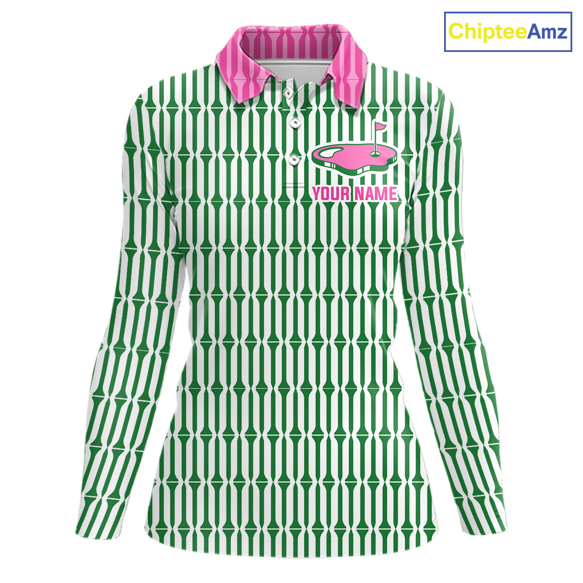 Funny Pink Green Geometric Womens Polo Golf Shirt, Retro Style Performance Golf Top For Family Team Shirt  NHT692