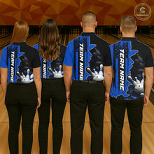 Load image into Gallery viewer, Women's Custom Bowling Tournament Polo Shirt &amp; 1/4 Zip – Personalized Team Bowling Jersey| Blue NHT1196