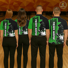 Load image into Gallery viewer, Men's Custom Bowling Tournament Polo Shirt &amp; 1/4 Zip – Personalized Team Bowling Jersey| Green NHT1197