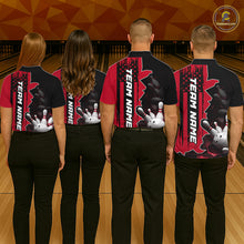 Load image into Gallery viewer, Men's Custom Bowling Tournament Polo Shirt &amp; 1/4 Zip – Personalized Team Bowling Jersey| Red NHT1199