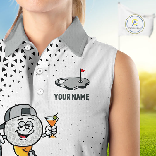 Funny Custom Womens Sleeveless Golf Polo Shirt, Personalized Drinking Golf Jersey, Custom Golf Outfit For Familly Team Shirt NHT697