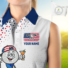 Load image into Gallery viewer, Funny Custom Patriotic Womens Sleeveless Golf Polo Shirt, Personalized Drinking Golf Jersey, Custom Golf Outfit For Family Team Shirt NHT700