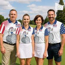 Load image into Gallery viewer, Funny Custom Patriotic Mens Golf Polo Shirt, Personalized Drinking Golf Jersey, Custom Golf Outfit For Family Team Shirt NHT700