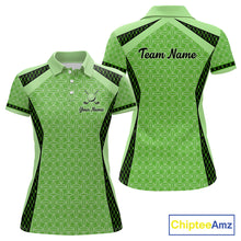 Load image into Gallery viewer, Custom Womens Mint Green Golf Polo, Personalized Geometric Pattern Golf Shirt With Name, Gift For Golfer NHT702