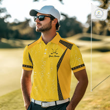 Load image into Gallery viewer, Custom Mens Beer Bubbles Golf Polo Shirt, Personalized Yellow Beer Themed Golf Jersey With Name, Gift For Golfer NHT703