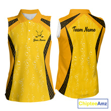 Load image into Gallery viewer, Custom Womens Sleeveless Beer Bubbles Golf Polo Shirt, Personalized Yellow Beer Themed Golf Jersey With Name, Gift For Golfer NHT703
