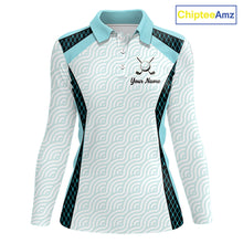 Load image into Gallery viewer, Personalized Aqua Sea Wave Golf Shirt With Name, Elegant Women's Sportswear, Stylish Womens Golf Jersey NHT704