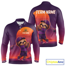 Load image into Gallery viewer, Personalized Sloth Golf Shirt - Retro Sunset Golf Polo Shirt For Men