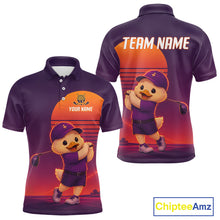 Load image into Gallery viewer, Personalized Duck Golf Shirt - Retro Sunset Golf Polo Shirt For Men
