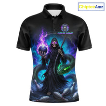 Load image into Gallery viewer, Men's Grim Reaper bowling shirt – custom personalized team bowling jersey front view