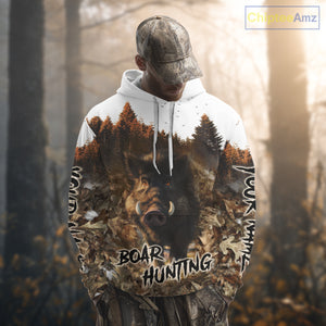 Beautiful Wild Boar Hunting Camouflage Custom Name Shirts for Hunter Gift For Hunter NHT102