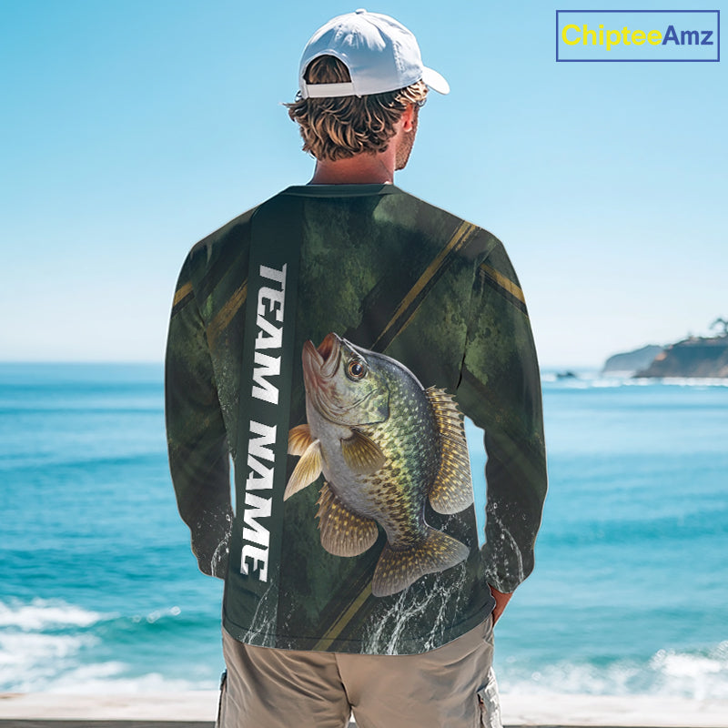 Personalized Crappie Fishing Jersey – Green Angler Shirt Custom Name, Fishing Gift For Men NHT875