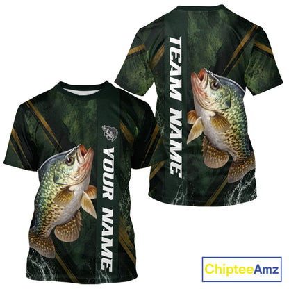 Personalized T-Shirts Crappie Fishing Jersey – Green Angler Shirt Custom Name, Fishing Gift For Men NHT875