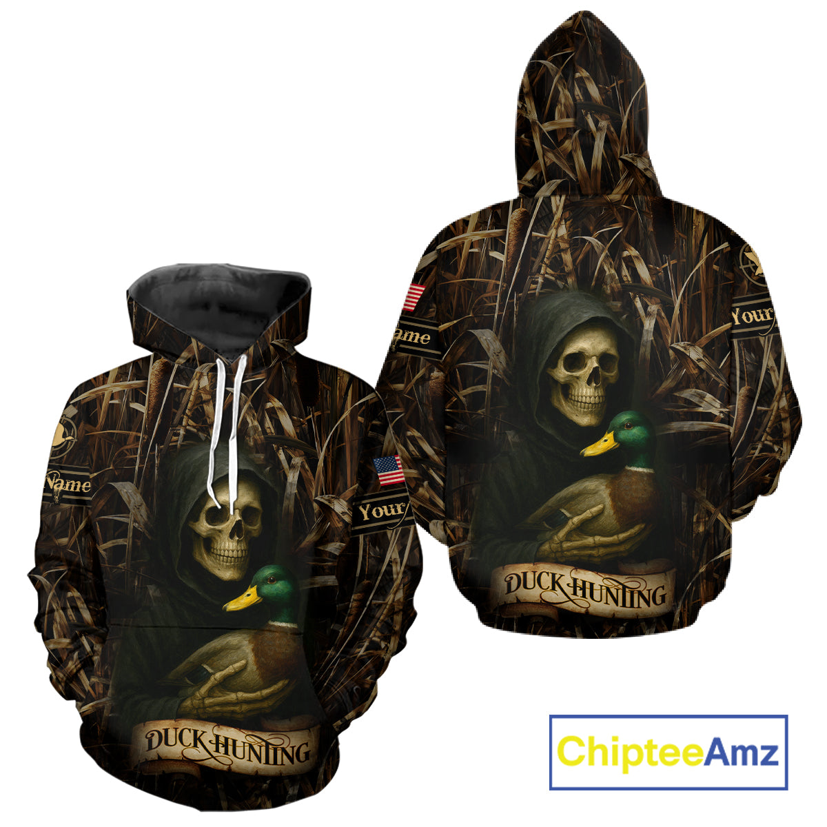 Duck Hunting Camouflage US Flag Custom 3D All Over Printed Shirts Personalized Hunting gift NHT106
