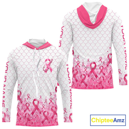 Breast Cancer Awareness Fishing Shirt Long Sleeve Hooded Pink Ribbon Fishing Jersey For Women, Men NHT1498