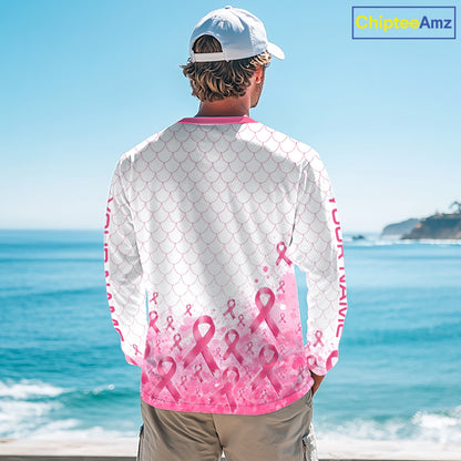 Breast Cancer Awareness Fishing Shirt Long Sleeve Pink Ribbon Fishing Jersey For Women, Men NHT1498