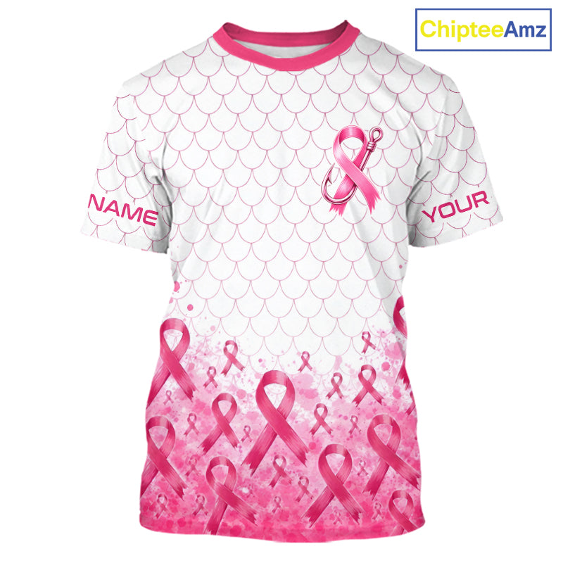 Breast Cancer Awareness Fishing Shirt Short Sleeve Pink Ribbon Fishing Jersey For Women, Men NHT1498