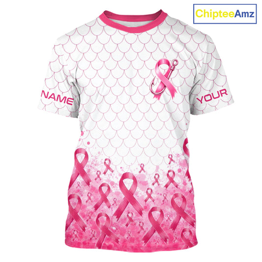 Breast Cancer Awareness Fishing Shirt Short Sleeve Pink Ribbon Fishing Jersey For Women, Men NHT1498