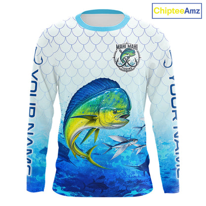 Custom Mahi Mahi Fishing Shirt Long Sleeve, Personalized Dorado Fishing Jersey For Men NHT1499