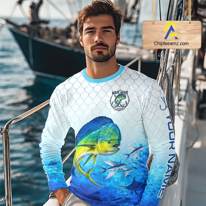 Custom Mahi Mahi Fishing Shirt Long Sleeve, Personalized Dorado Fishing Jersey For Men NHT1499