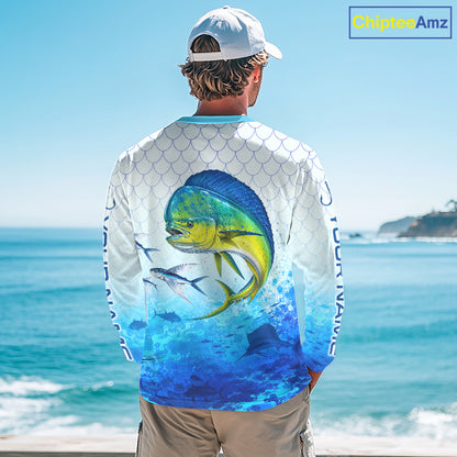 Custom Mahi Mahi Fishing Shirt Long Sleeve, Personalized Dorado Fishing Jersey For Men NHT1499