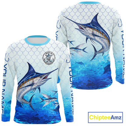 Custom Marlin Fishing Shirt Long Sleeve, Personalized Marlin Fishing Jersey For Men NHT1500